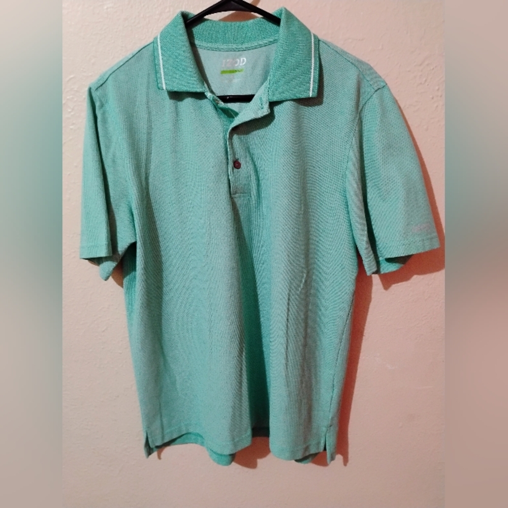 🌞 7 for $12 MENS SIZE MEDIUM IZOD Mint Green Polo Shirt
